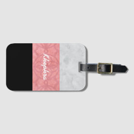 Etiqueta Para Maletas Ruddy Pink Batik Gray Watercolor Y Nombre
