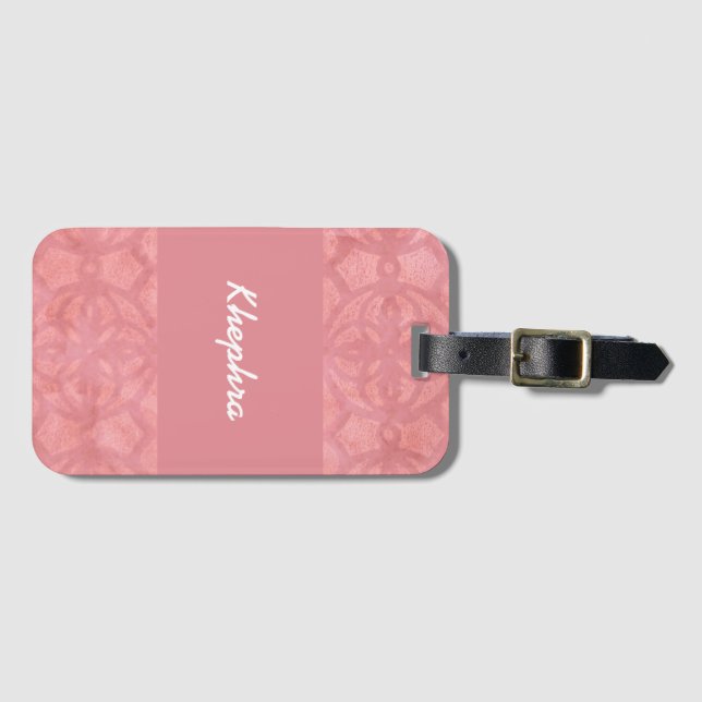 Etiqueta Para Maletas Ruddy Pink Batik Name (Anverso horizontal)
