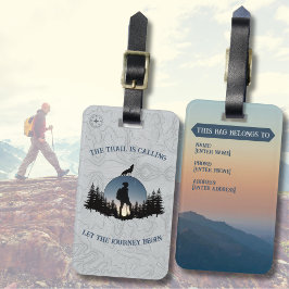 Etiqueta Para Maletas Rugged Hiking Blue Gray Topography Wilderness