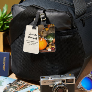 Etiqueta Para Maletas Rústica mesa de Acción de Gracias abundante cosech