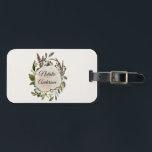 Etiqueta Para Maletas Rústico trozo de madera de tiza<br><div class="desc">Tablero rústico y diseño de rodajas de madera. Con una hermosa follaje acuarela,  flores blancas,  trozos de madera y escritura a mano. Este diseño moderno le da un toque de elegancia para cualquier ocasión</div>