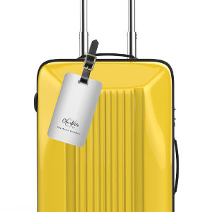 Etiqueta Para Maletas Rutas de monograma plateado elegantes