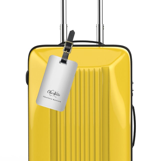 Etiqueta Para Maletas Rutas de monograma plateado elegantes (Subido por el creador)