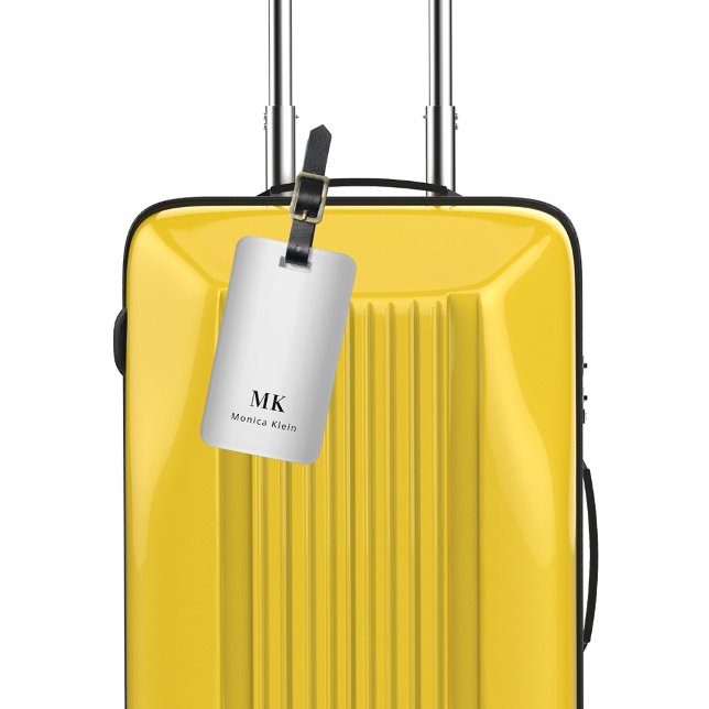 Etiqueta Para Maletas Rutas de monograma plateado elegantes (Subido por el creador)