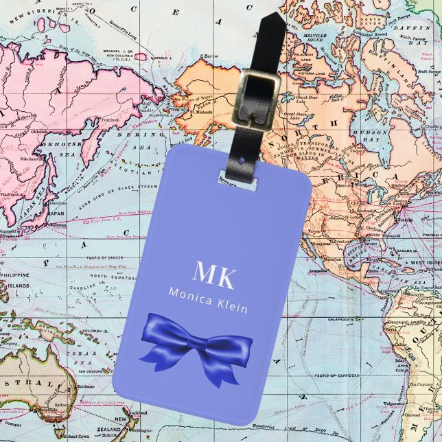 Etiqueta Para Maletas Rutas monográficas de arco blanco azul elegantes (Subido por el creador)