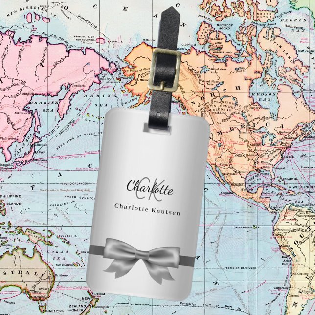 Etiqueta Para Maletas Rutas monográficas de arco plateado elegantes (Subido por el creador)