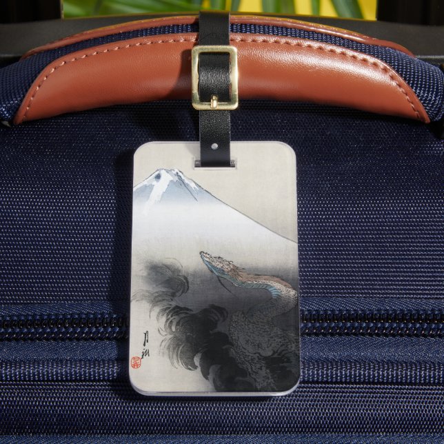 Etiqueta Para Maletas Ryu Shoten: Dragón ascendente sobre Fuji, Japón (Anverso In situ 2)