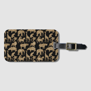 Etiqueta Para Maletas Safari de Animales Salvajes Elegante Brillante Dor