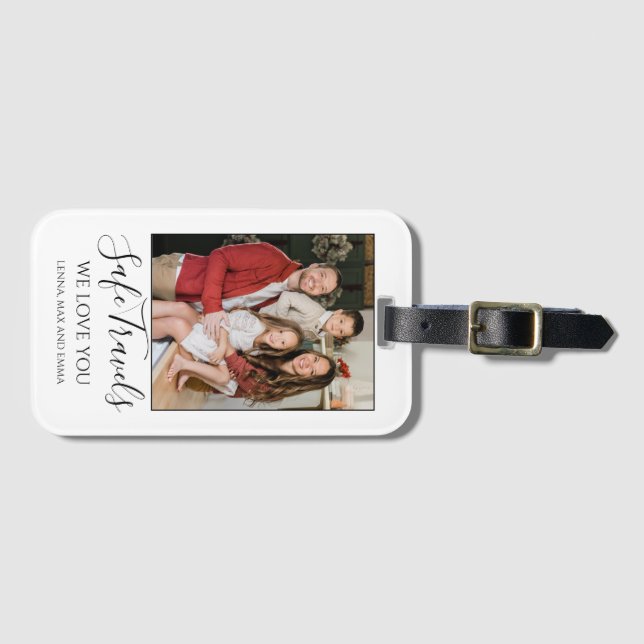 Etiqueta Para Maletas Safe Travels Dad Gift Custom Photo Car (Anverso horizontal)