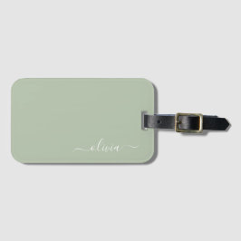 Etiqueta Para Maletas Sage Green Minimalista Moderno Monograma elegante