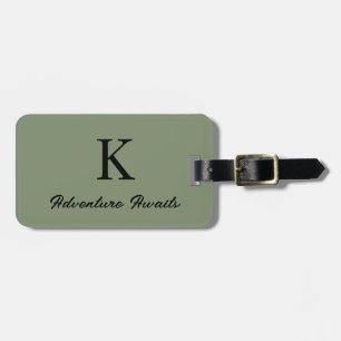 Etiqueta Para Maletas Sage Green Monogramas Adventure espera el favor de