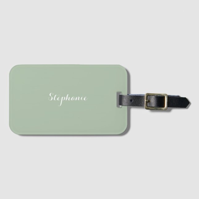Etiqueta Para Maletas Sage Green Name Modern Elegant Monograma Boho (Anverso horizontal)
