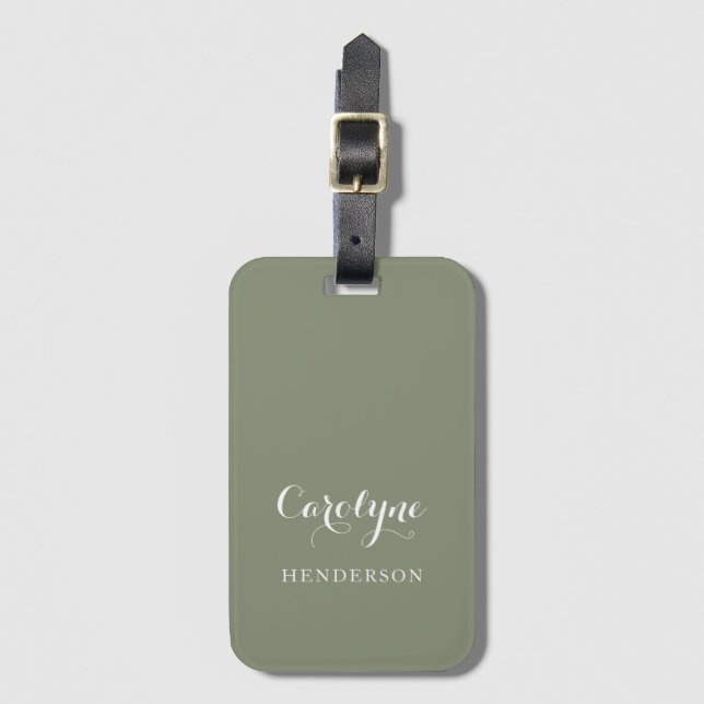 Etiqueta Para Maletas Sage Green Personalizado (Anverso vertical)