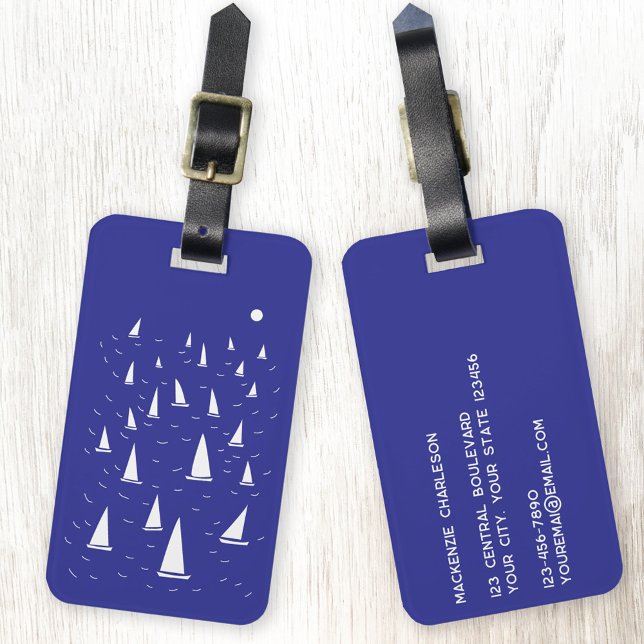 Etiqueta Para Maletas Sailing Boat Nautical (Sailing boat yacht personalized nautical luggage tag)