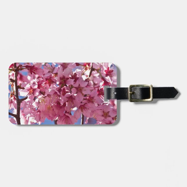 Etiqueta Para Maletas Sakura cerezos florecen estrellas rojas (Frente Horizontal)