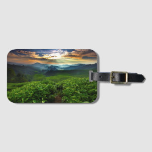 Etiqueta Para Maletas Salida del sol sobre granja del té