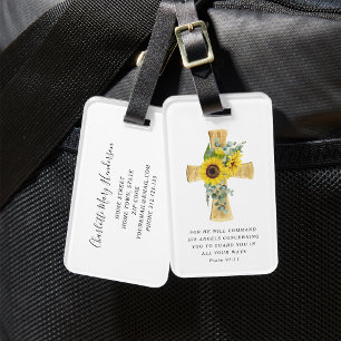 Etiqueta Para Maletas Salmo 91:11 Versículo Bíblico Girasoles Religiosos