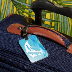 Etiqueta Para Maletas Salto de delfín en el océano personalizado