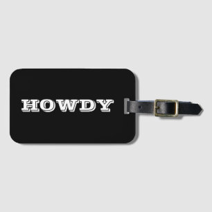 Etiqueta Para Maletas Saludo o nombre "Howdy", negro