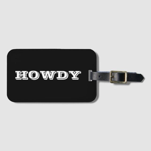 Etiqueta Para Maletas Saludo o nombre "Howdy", negro (Anverso horizontal)