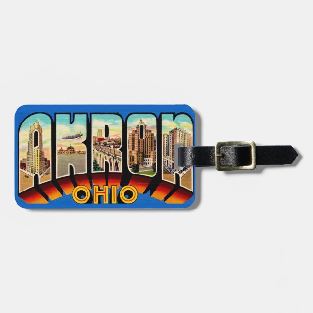 Etiqueta Para Maletas Saludos desde Akron Ohio (Frente Horizontal)