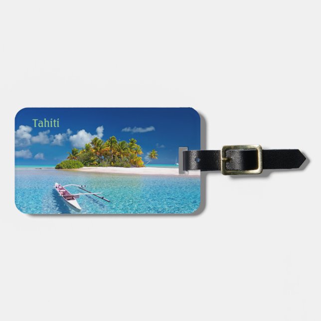 Etiqueta Para Maletas Saludos desde Tahití (Frente Horizontal)