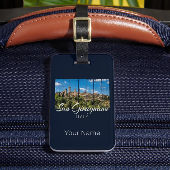 Etiqueta Para Maletas San Gimignano Toscana Italia Vista panorámica (Anverso In situ 2)