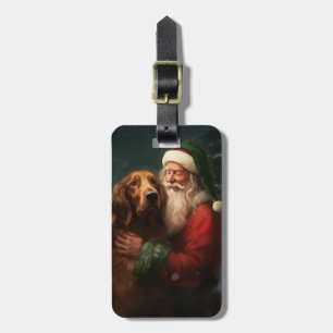 Etiqueta Para Maletas San Patricio Setter Rojo Papá Noel Navideño