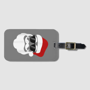 Etiqueta Para Maletas Santa Claus con gafas de sol Diseño de Navidades d