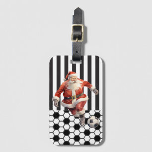 Etiqueta Para Maletas Santa Claus con tema del fútbol