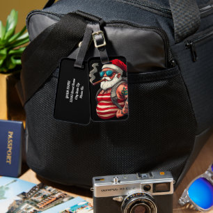 Etiqueta Para Maletas Santa Claus de Navidad con tatuajes rebeldes de la
