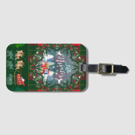 Etiqueta Para Maletas Santa Claus en trineo liderado por renos