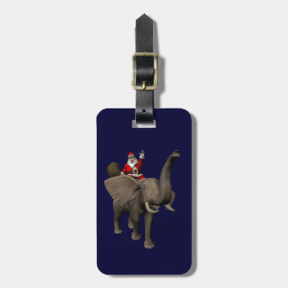 Etiqueta Para Maletas Santa Claus Montando Sobre El Elefante