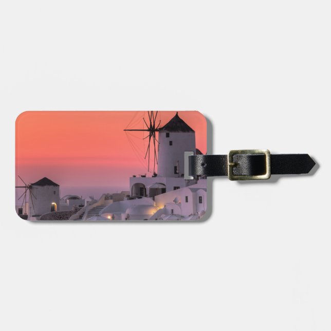 Etiqueta Para Maletas Santorini, Grecia (Frente Horizontal)