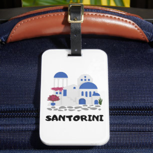 Etiqueta Para Maletas Santorini Grecia Viaje Vintage