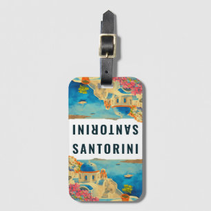 Etiqueta Para Maletas Santorini Greece Watercolor Travel Souvenir