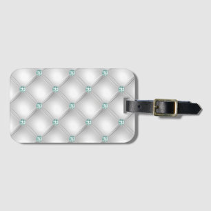 Etiqueta Para Maletas Satin Metálico White Mint Green Bling