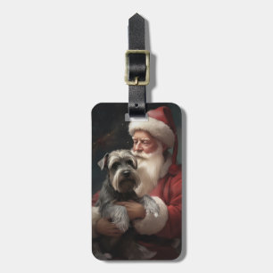 Etiqueta Para Maletas Schnauzer Con Navidades festivos de Santa Claus