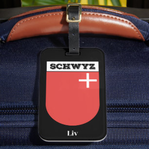 Etiqueta Para Maletas Schwyz, Suiza   Escudo de armas de los cantones su