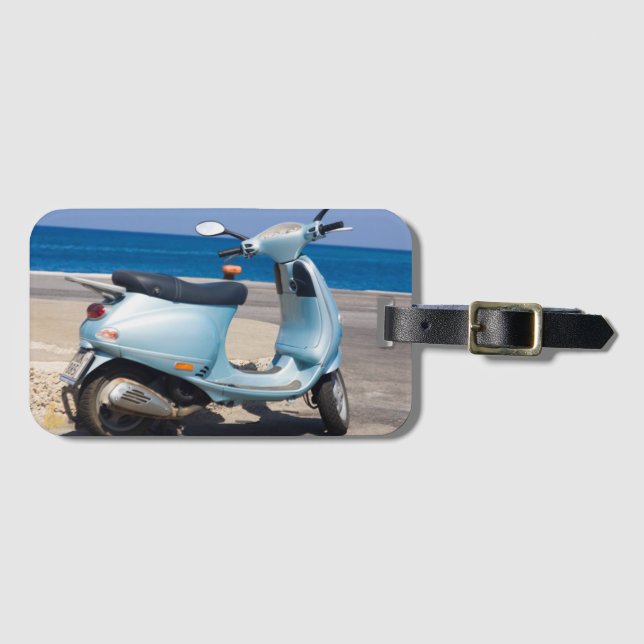Etiqueta Para Maletas Scooter En La Playa| Éfeso, Turquía (Anverso horizontal)