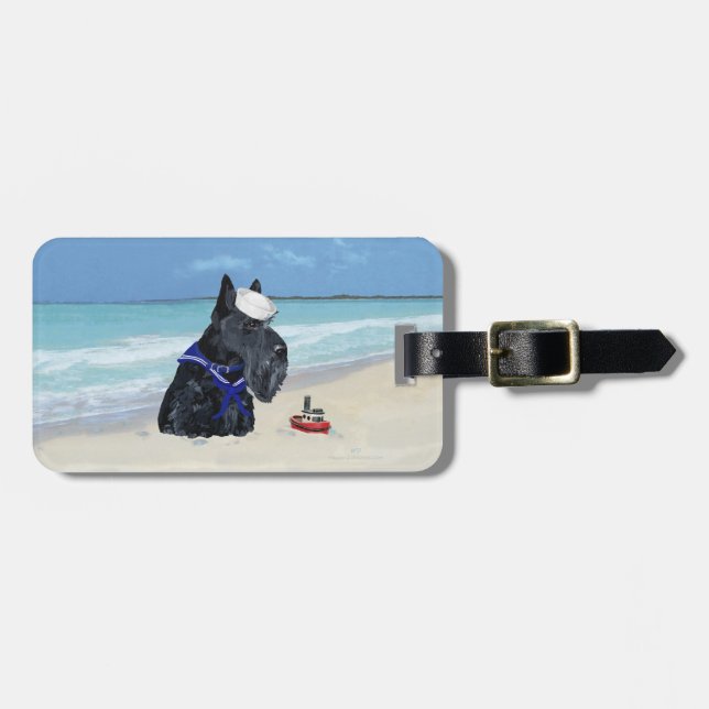 Etiqueta Para Maletas Scottie en la Playa (Frente Horizontal)