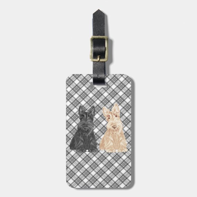 Etiqueta Para Maletas Scotties de tartán (Frente Vertical)