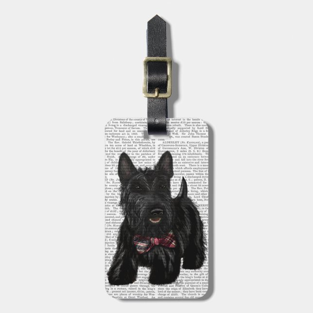 Etiqueta Para Maletas Scottish Terrier and Bow (Frente Vertical)