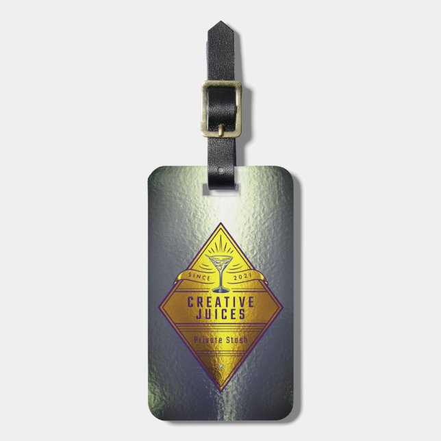 Etiqueta Para Maletas Scrapbooker Silver "Jugos creativos" (Frente Vertical)