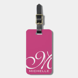 Etiqueta Para Maletas Script magenta monogramado