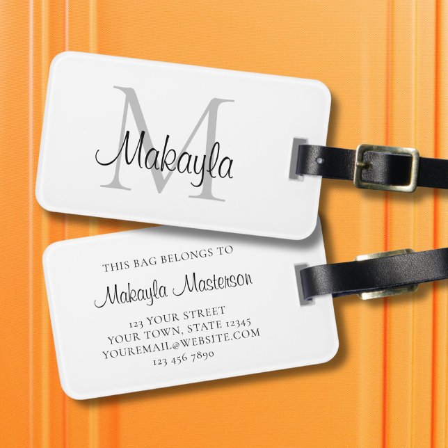 Etiqueta Para Maletas Script monograma elegante (Subido por el creador)