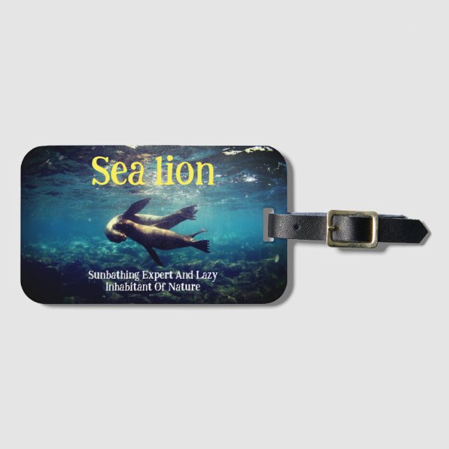 Etiqueta Para Maletas Sea Lions Underwater (Anverso horizontal)