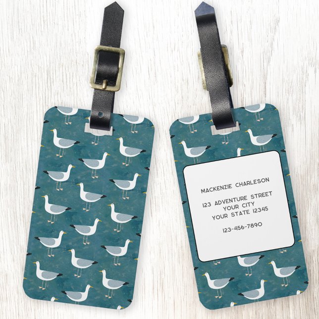 Etiqueta Para Maletas Seagull Nautical (Seagull nautical bird personalized luggage tag)