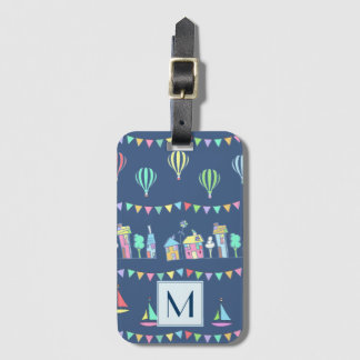 Etiqueta Para Maletas Seaside Town Sail Boats and Bunting Monogram