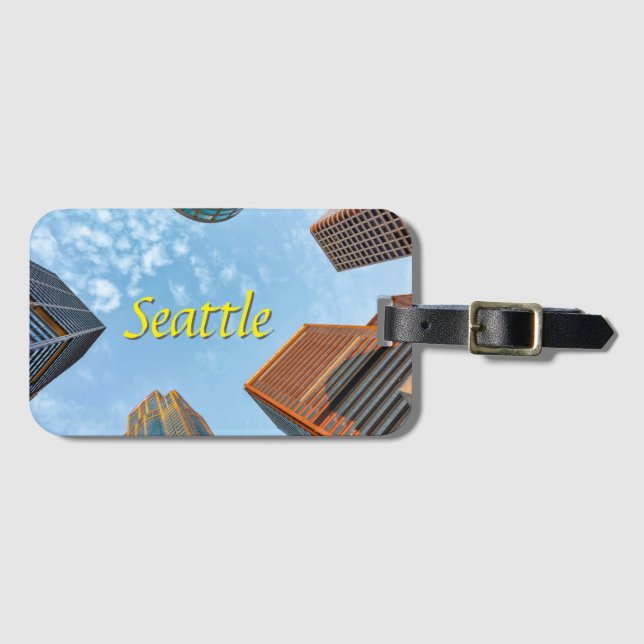 Etiqueta Para Maletas Seattle City Skyline (Anverso horizontal)